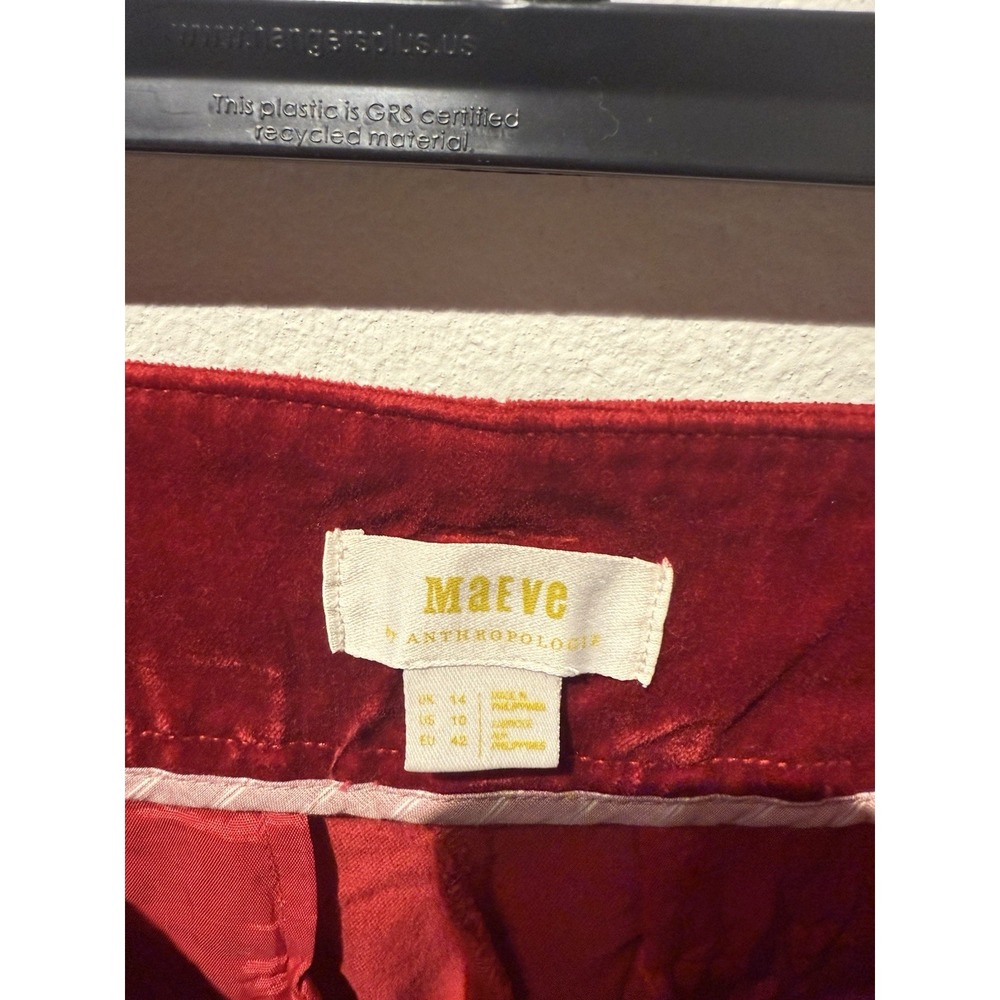 Anthropologie Maeve Red Velvet Pants Size 10 Holiday Party Statement - Picture 4 of 9